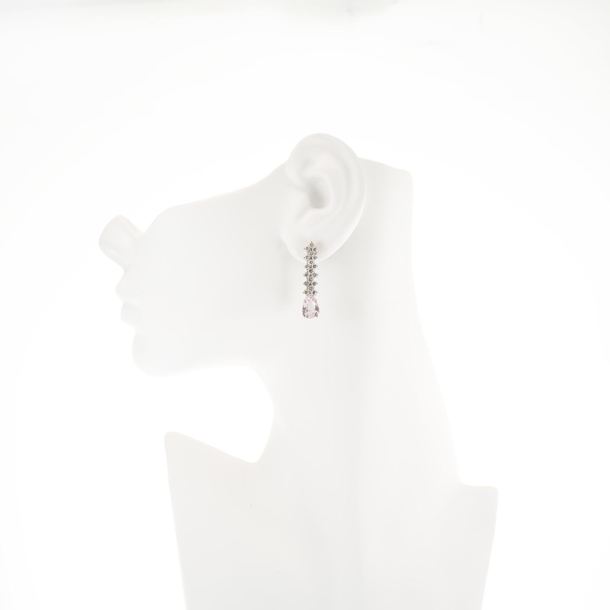 Pear Cut GIA Certified 5.17 Carat Pink Topaz Diamond White Gold Drop Dangle Earrings For Sale