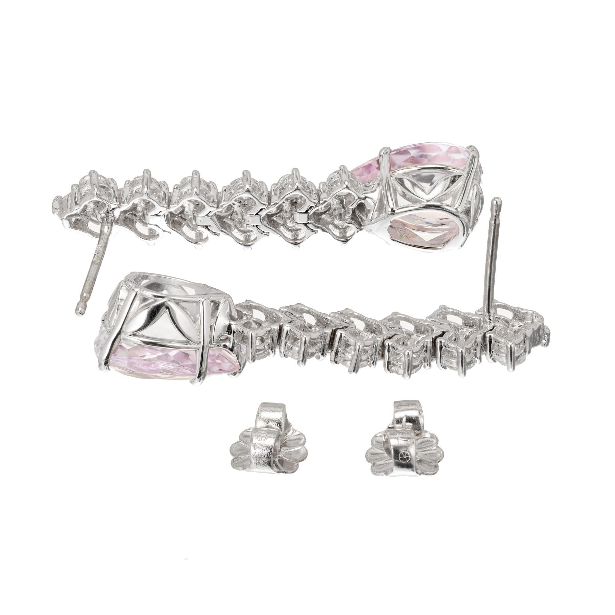 GIA Certified 5.17 Carat Pink Topaz Diamond White Gold Drop Dangle Earrings For Sale 2