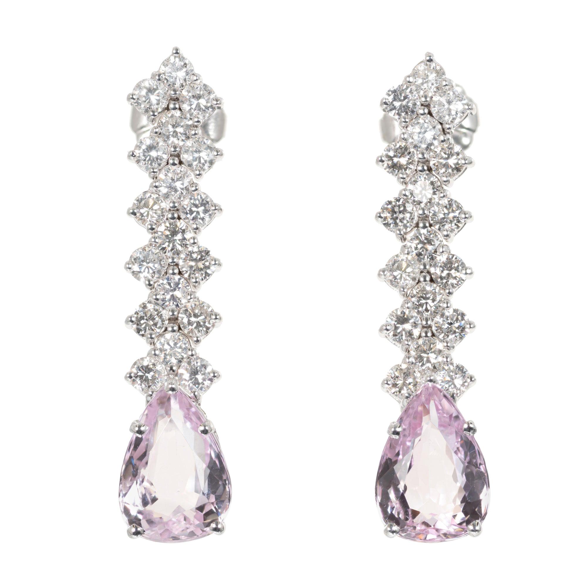 GIA Certified 5.17 Carat Pink Topaz Diamond White Gold Drop Dangle Earrings For Sale