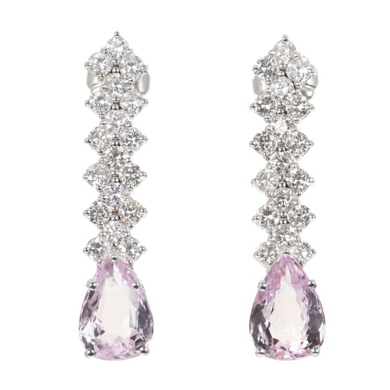 GIA Certified 5.17 Carat Pink Topaz Diamond White Gold Drop Dangle Earrings  For Sale at 1stDibs