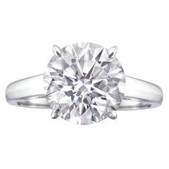 Bague de fiançailles solitaire en platine certifiée GIA de 5.18 carats de diamant taille ronde