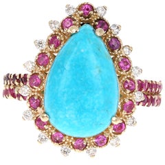 GIA Certified 5.18 Carat Turquoise Pink Sapphire Diamond Yellow Gold Bridal Ring