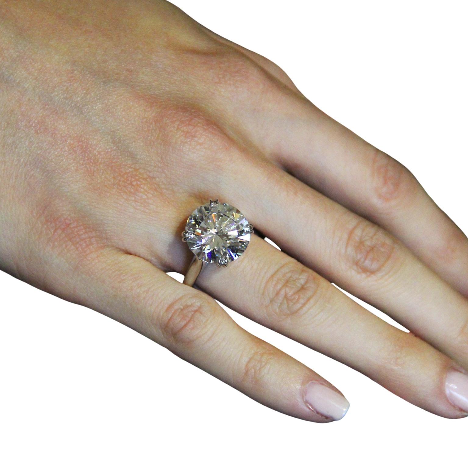 GIA Certified 5.41 Carat  Round Brilliant Cut Diamond Platinum Ring 