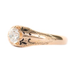 GIA Certified .52 Carat Diamond Yellow Gold Engagement Ring