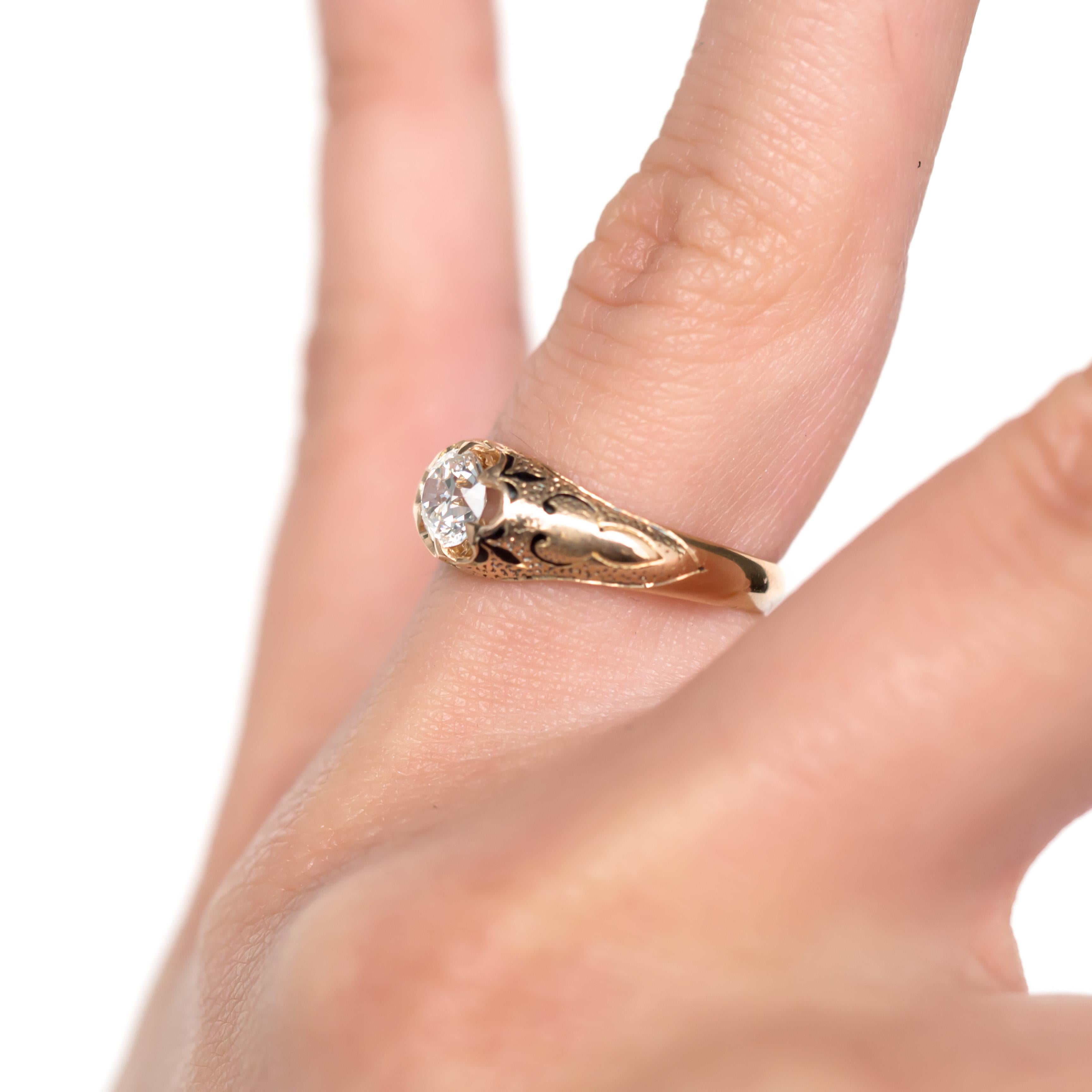 GIA Certified .52 Carat Diamond Yellow Gold Engagement Ring In Excellent Condition For Sale In Hicksville, NY