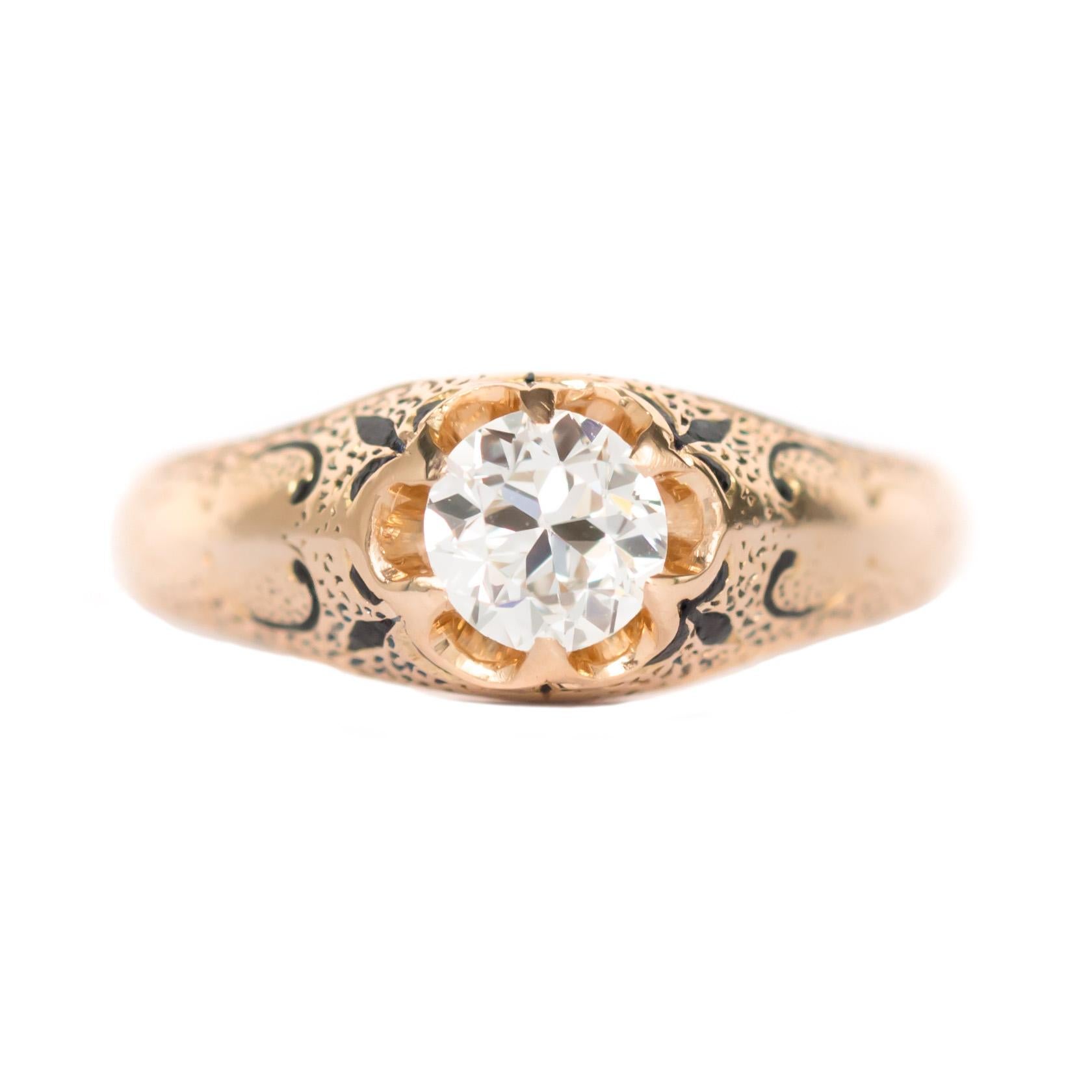 GIA Certified .52 Carat Diamond Yellow Gold Engagement Ring