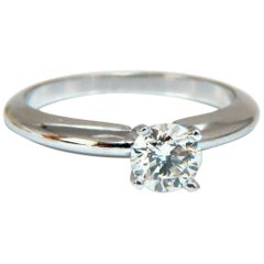 GIA Certified .52 Carat Round Cut Diamond Solitaire Ring Platinum Classic J/Vs