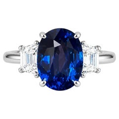 GIA Certified 5.20 Carat Ceylon Sapphire & Diamond Ring in Platinum