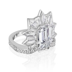 GIA Certified 5.20 Carat Emerald Cut Diamond Cocktail Ring