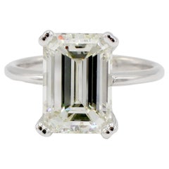 GIA Certified 5.20 Carat Emerald Cut M VS2 Solitaire Diamond Engagement Ring