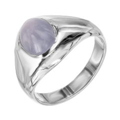 GIA Certified 5.20 carat Star Sapphire White Gold Men's Dome Ring