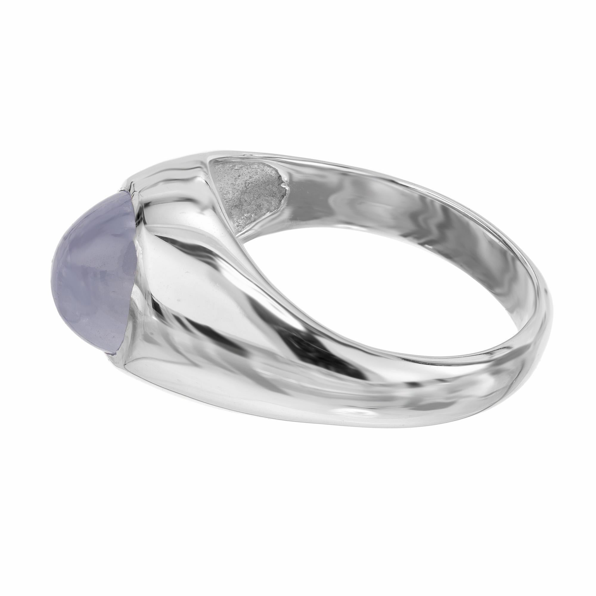 da uomo o donna Anello a cupola da uomo in oro bianco con zaffiro a stella certificato GIA da 5,20 carati in vendita