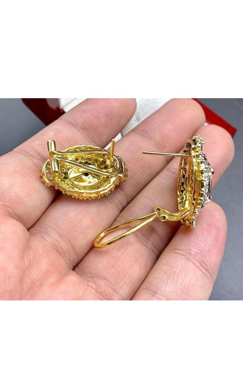 GIA Certified 5.20 Carats Burma Rubies 4.40 Carat Diamonds 18k Gold Earrings For Sale 2