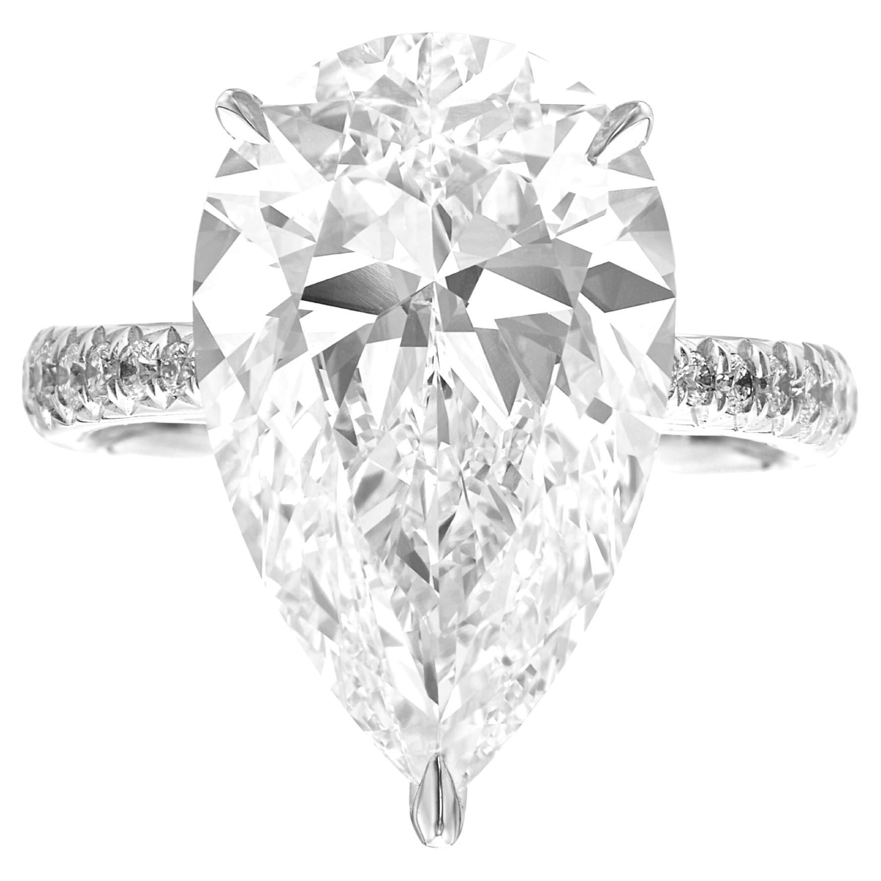 GIA Certified 5.21 Carat Pear Cut Diamond Halo Ring