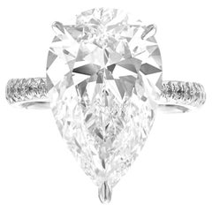 GIA Certified 5.21 Carat Pear Cut Diamond Halo Ring