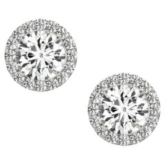 GIA Certified 5.22 Carat Diamond Halo Studs Flawless E Color