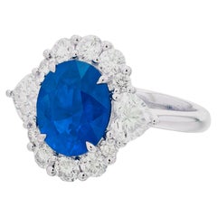 GIA Certified 5.23 Carat  KASHMIR Blue Sapphire NO HEAT Diamond Ring