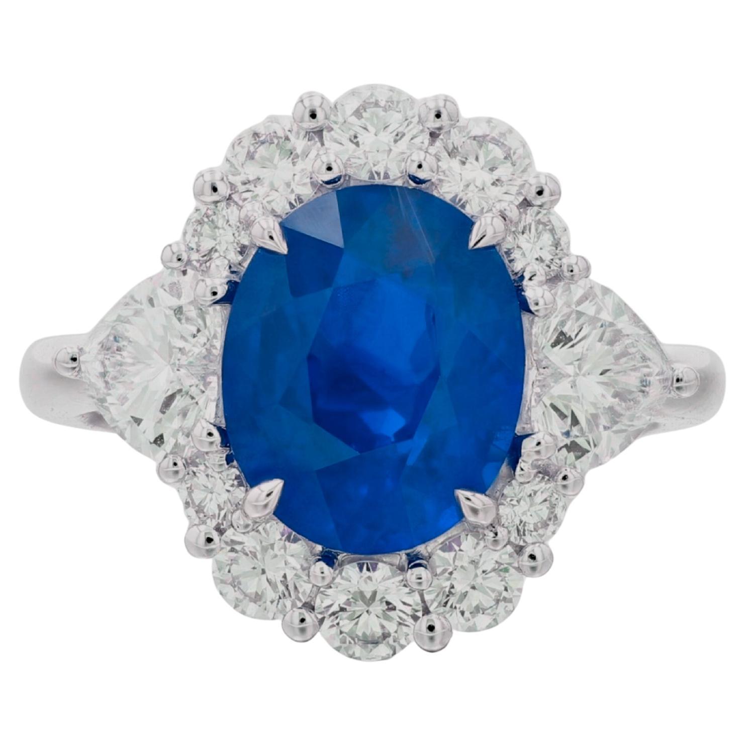 GIA Certified 5.23 Carat  KASHMIR Blue Sapphire NO HEAT Diamond Ring