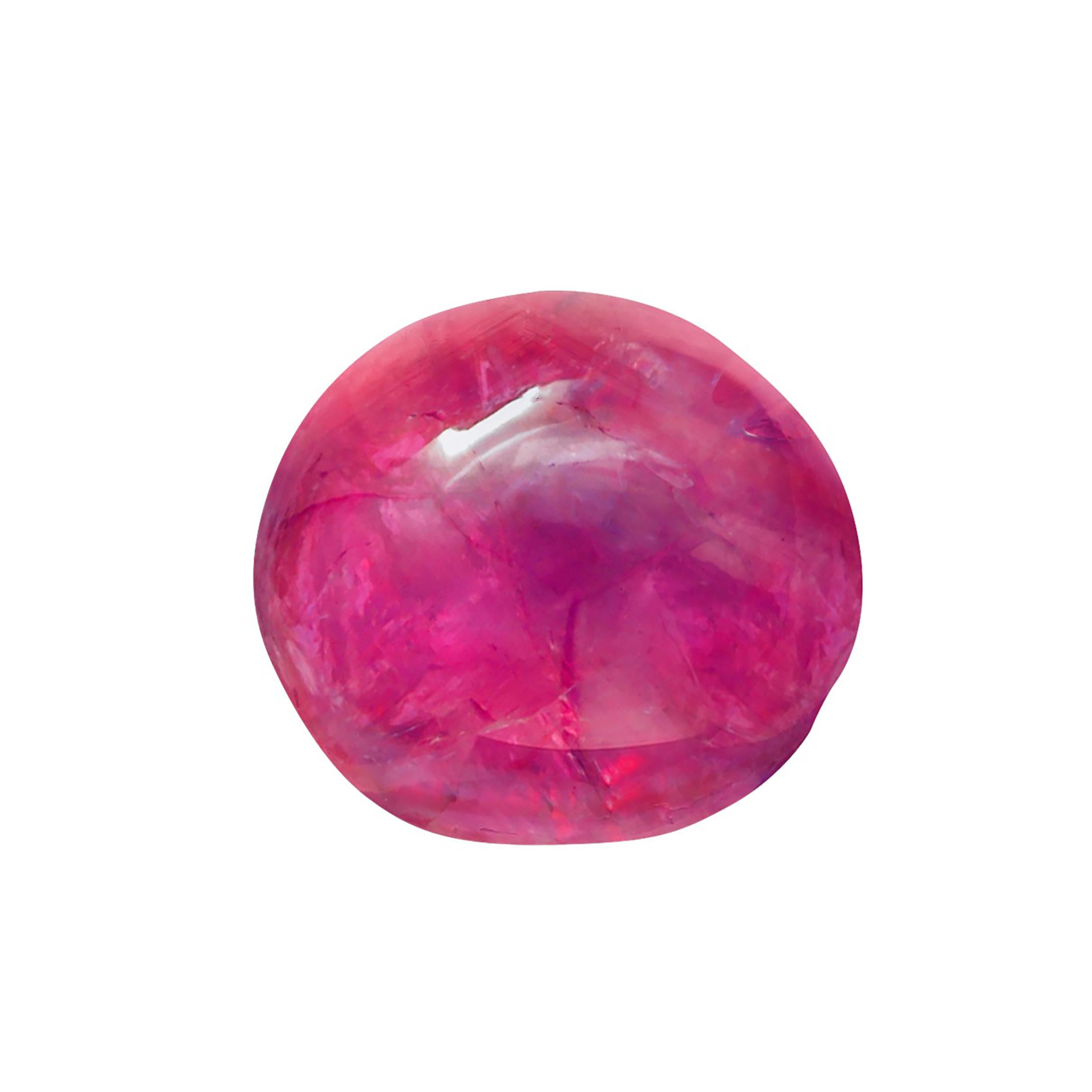 Contemporary GIA Certified 5231058396 No Heat Red Burma Cabochon Ruby 4.63 Carats