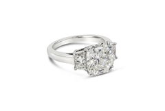 GIA Certified 5.24 Carats Radiant Cut Diamond Three-Stone Engagement Ring