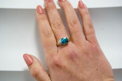 GIA Certified 5.25 Carat Blue Zircon & Diamond 18K Gold Two Tone Bypass Ring