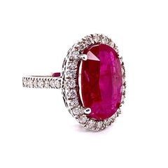 GIA Certified 5.25 Carat Natural Ruby 14k White Gold Ring