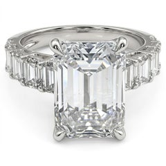 GIA Certified 5.26 Carat Emerald Cut Diamond Engagement Ring in Platinum