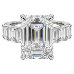 GIA Certified 5.26 Carat Emerald Cut Diamond Engagement Ring in Platinum