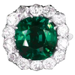 GIA Certified 5.26 Carat Intense Vivid Green Diamond Platinum Ring