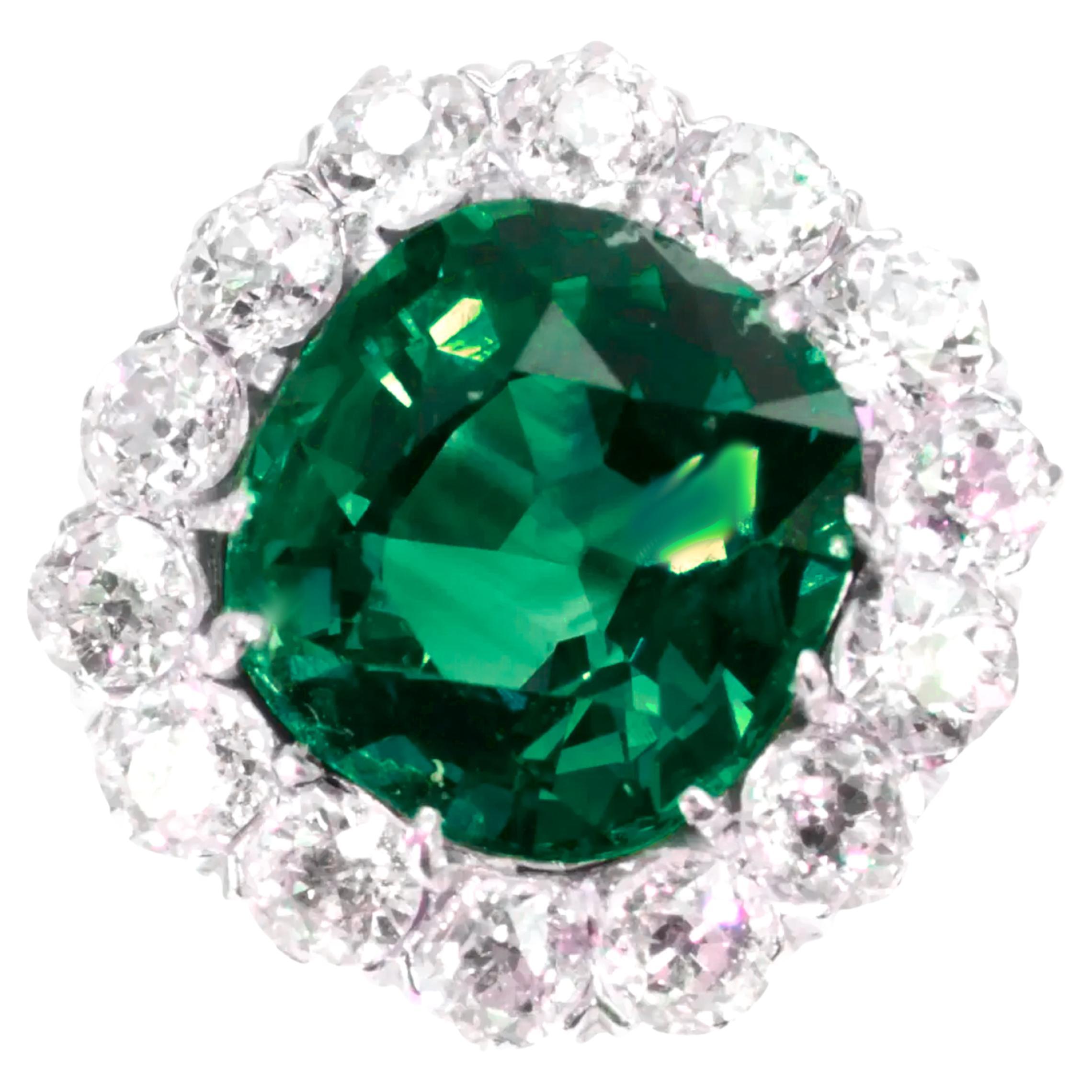 GIA Certified 5.26 Carat Intense Vivid Green Diamond Platinum Ring