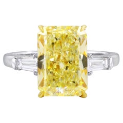 GIA Certified 5 Carat Fancy Yellow Diamond Ring