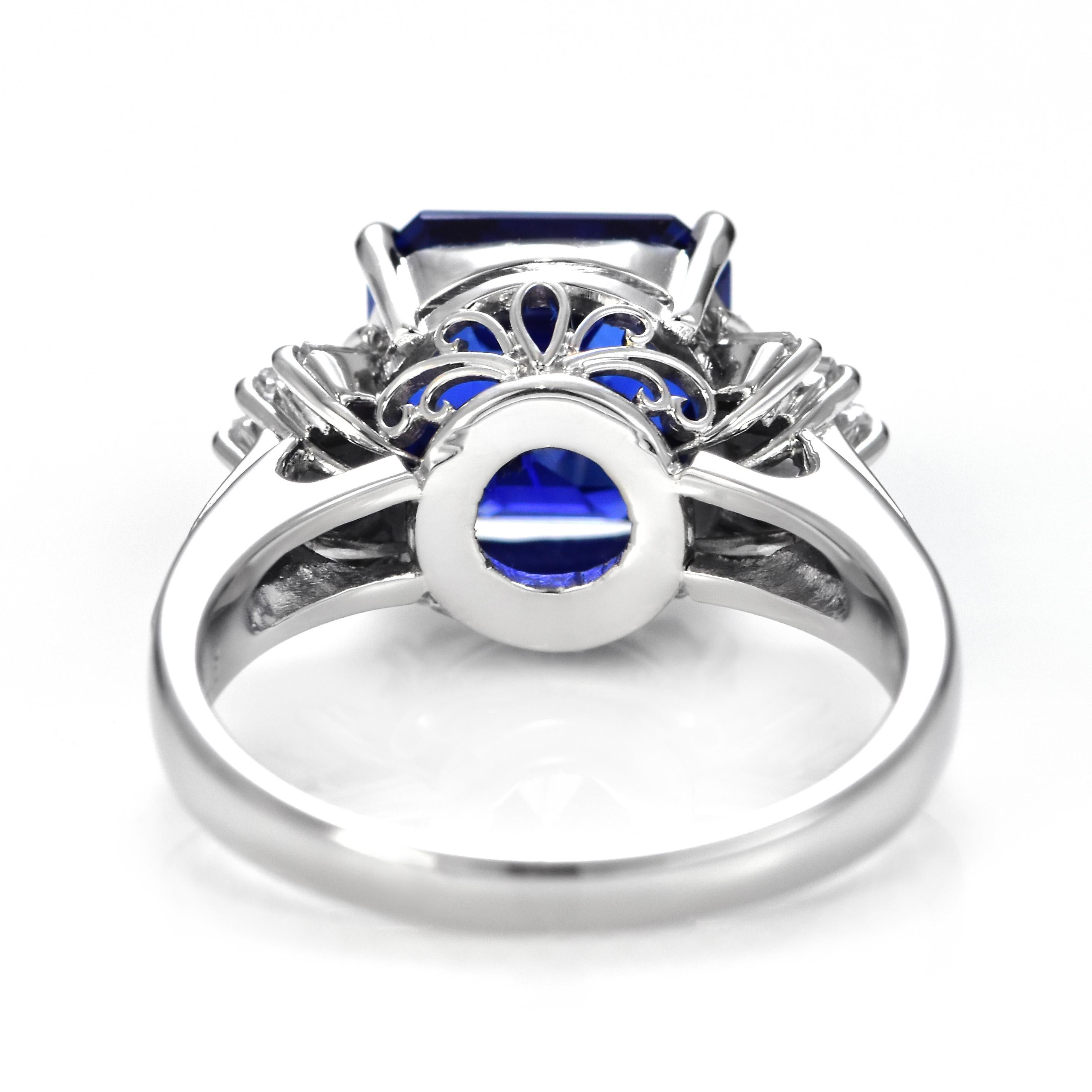Anello con zaffiro e diamante da 5,27 carati certificato GIA e realizzato in platino in vendita 6