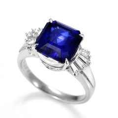 GIA-zertifizierter Ring aus Platin mit 5,27 Karat Saphir und Diamant