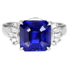 GIA Certified 5.27 Carat Sapphire and Diamond Ring Made in Platinum