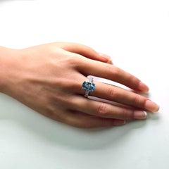 GIA Certified 5.3 Carat Aquamarine Round Diamond White Gold Ring