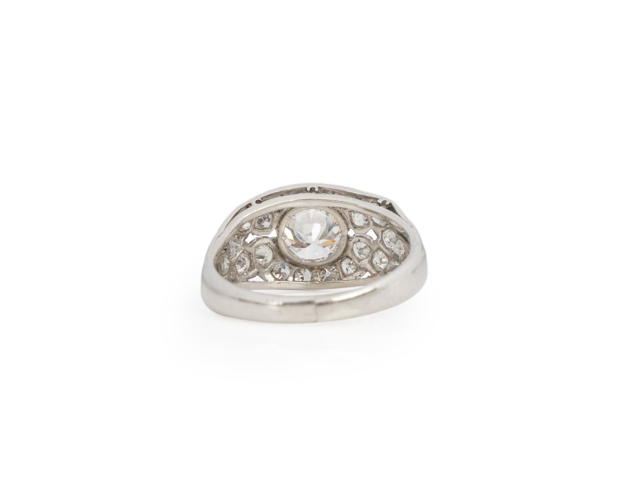 Old European Cut GIA Certified .53 Carat Art Deco Diamond Platinum Engagement Ring For Sale