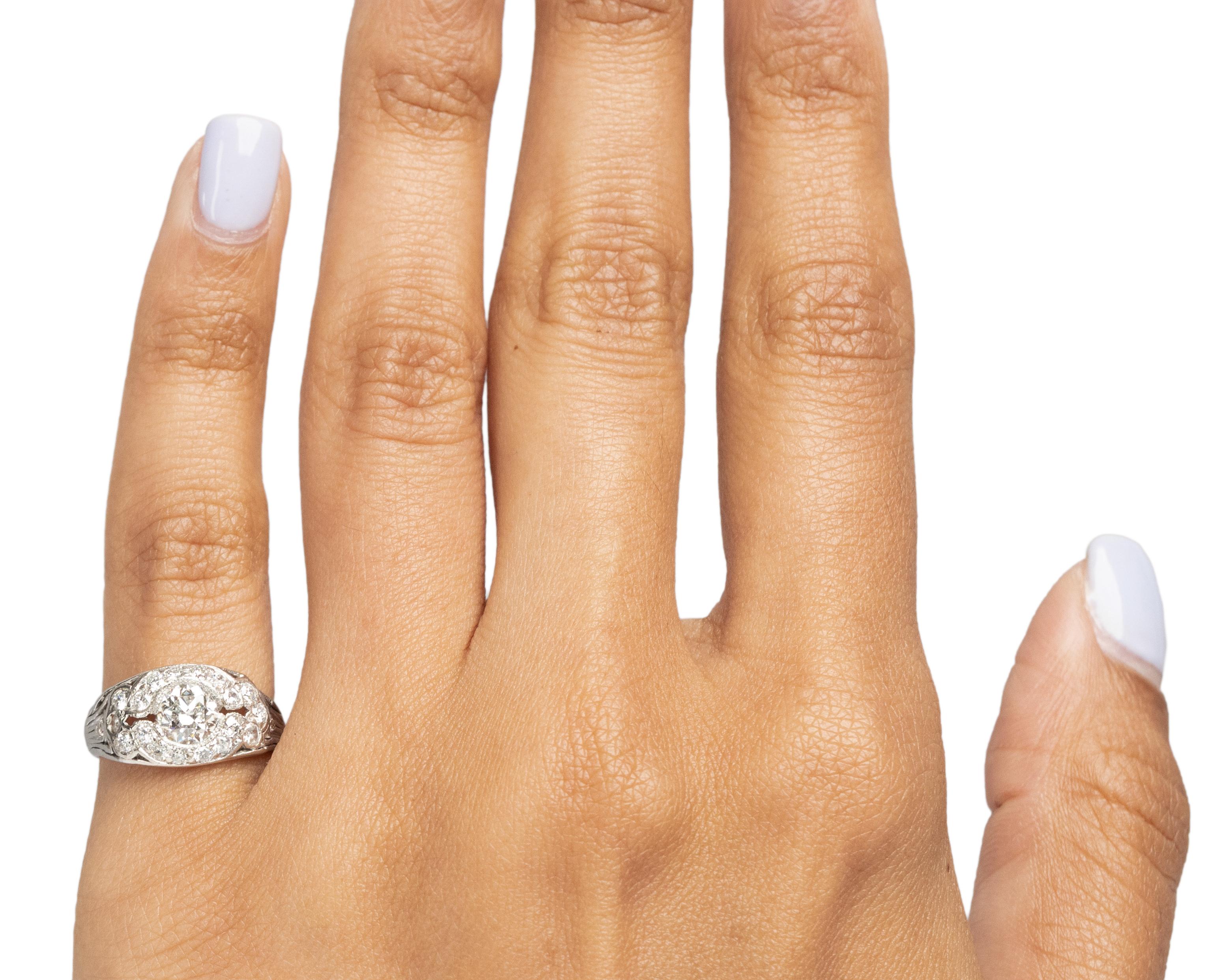 GIA Certified .53 Carat Art Deco Diamond Platinum Engagement Ring In Good Condition For Sale In Atlanta, GA