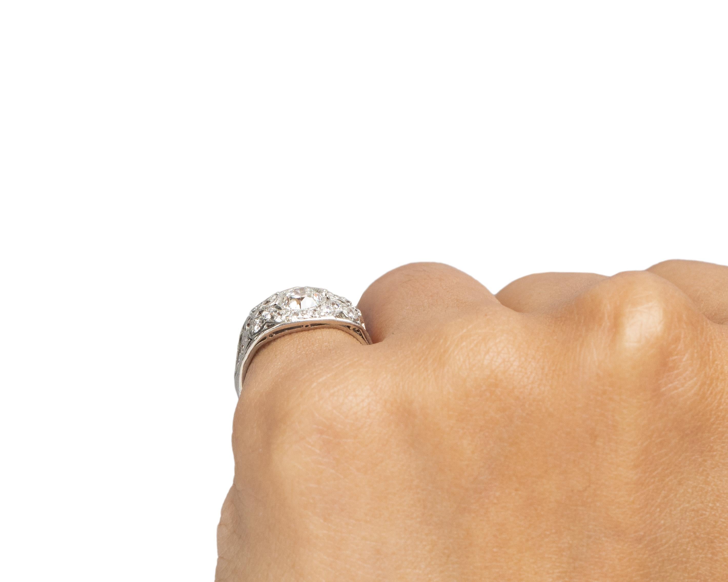 Women's GIA Certified .53 Carat Art Deco Diamond Platinum Engagement Ring For Sale