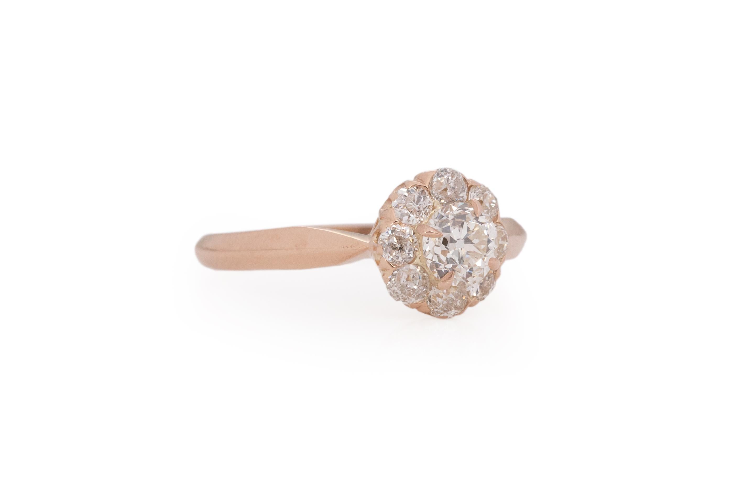Misura dell'anello: 7,75
Tipo di metallo: Oro rosa 14 carati [con marchio di garanzia e Test Test].
Peso: 2.0 grammi

Dettagli del diamante centrale:
RAPPORTO GIA #: 5211335905
Peso: .53 carati
Taglio: Vecchio brillante europeo
Colore: I
Chiarezza: