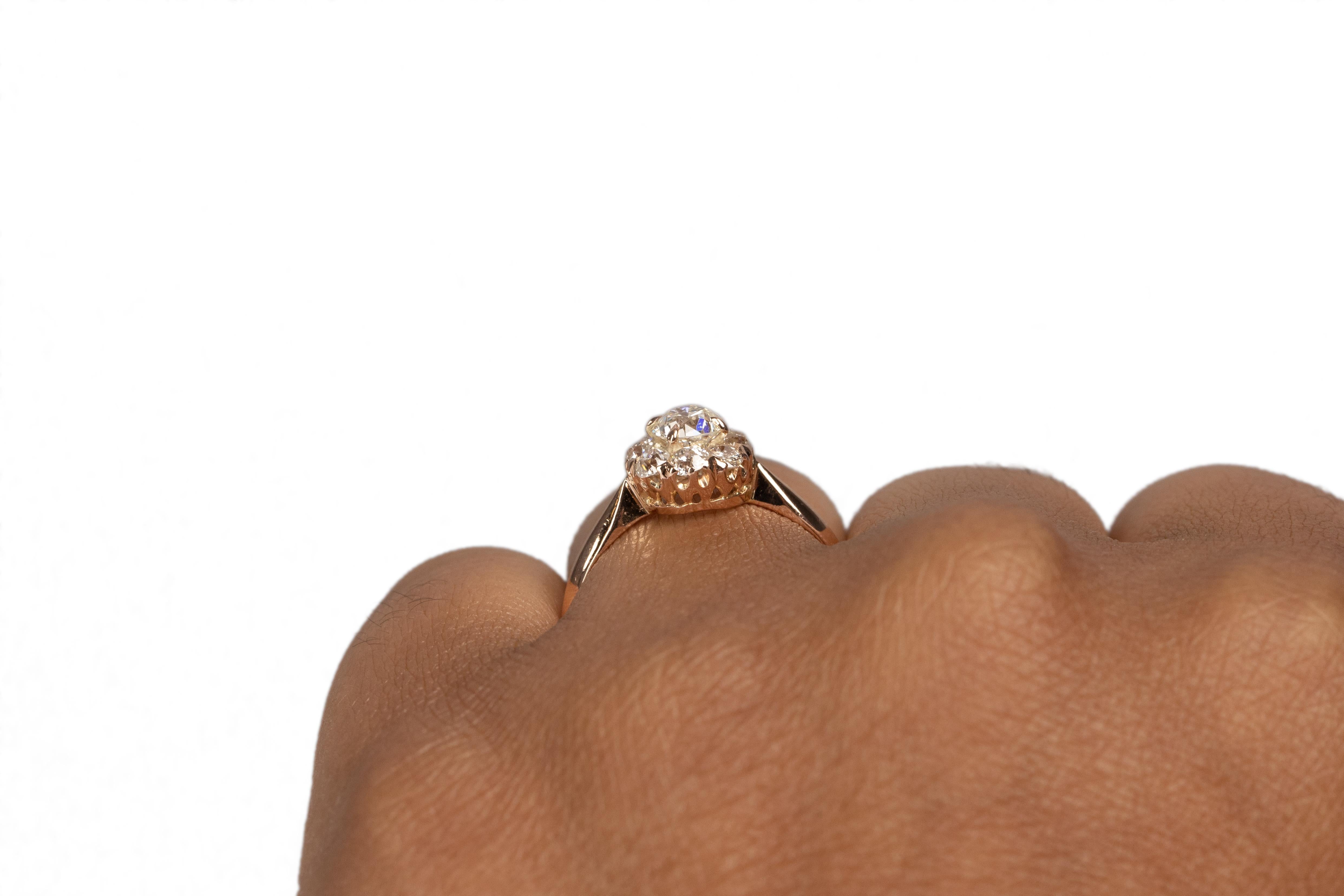 Donna Anello di fidanzamento in oro rosa 14 carati con diamante edoardiano certificato GIA da 0,53 carati in vendita