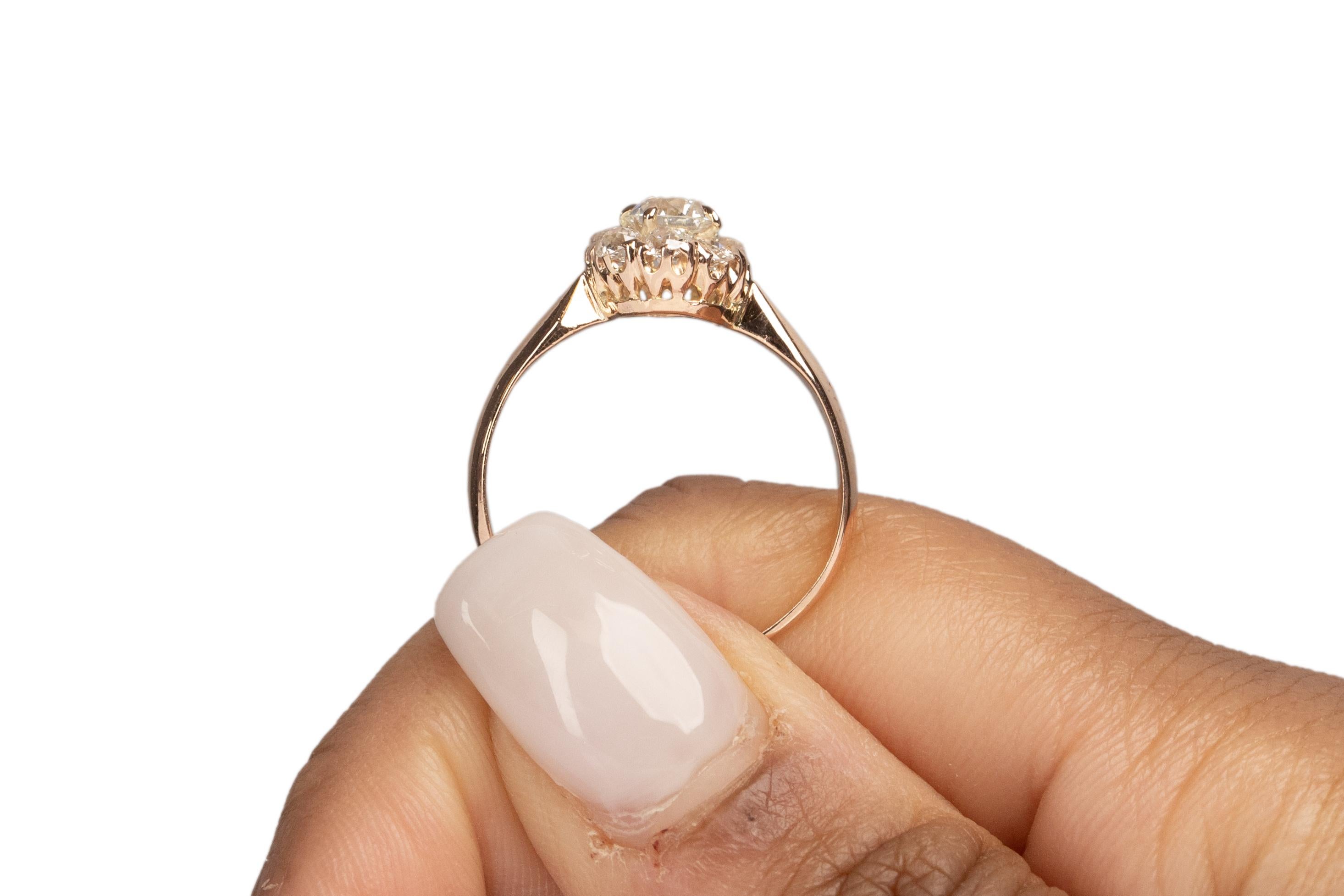 Anello di fidanzamento in oro rosa 14 carati con diamante edoardiano certificato GIA da 0,53 carati in vendita 2