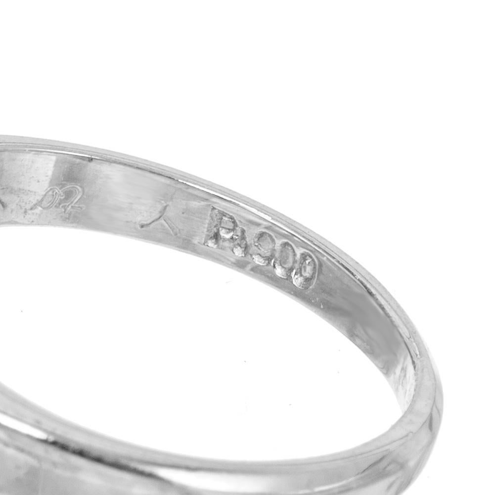 GIA Certified .53 Carat Emerald Diamond Halo Princess Platinum Engagement Ring For Sale 2