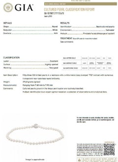 Collar de 53 perlas Akoya naturales con certificación GIA, de agua salada, tipo «Pintada Fucata», 18 kara*