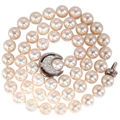 GIA Certified 53 Natural Akoya Pearls Necklace Saltwater Pintada Fucata 18 Karat