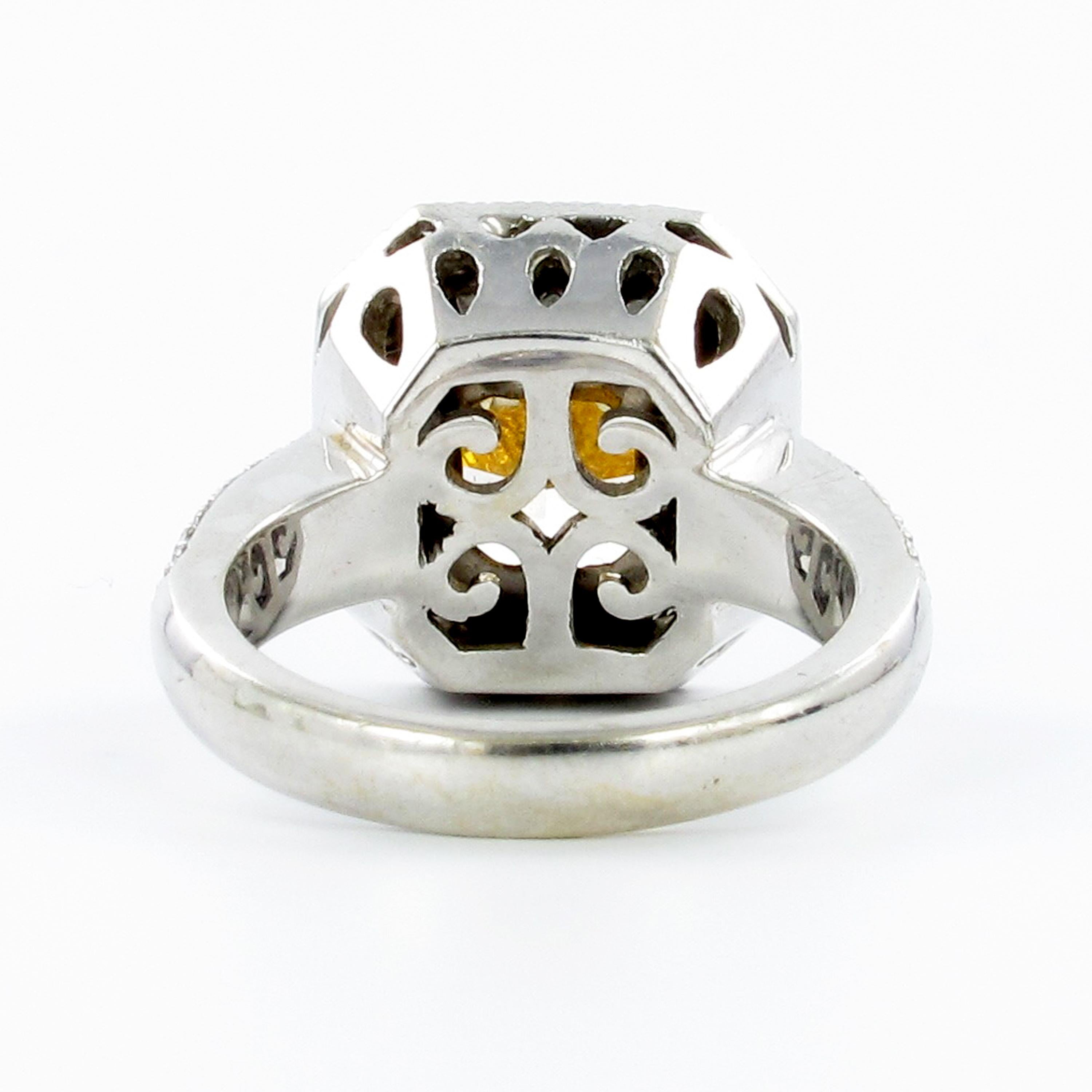 Women's or Men's GIA Certified 5.30 Carat Yellow Diamond Ring