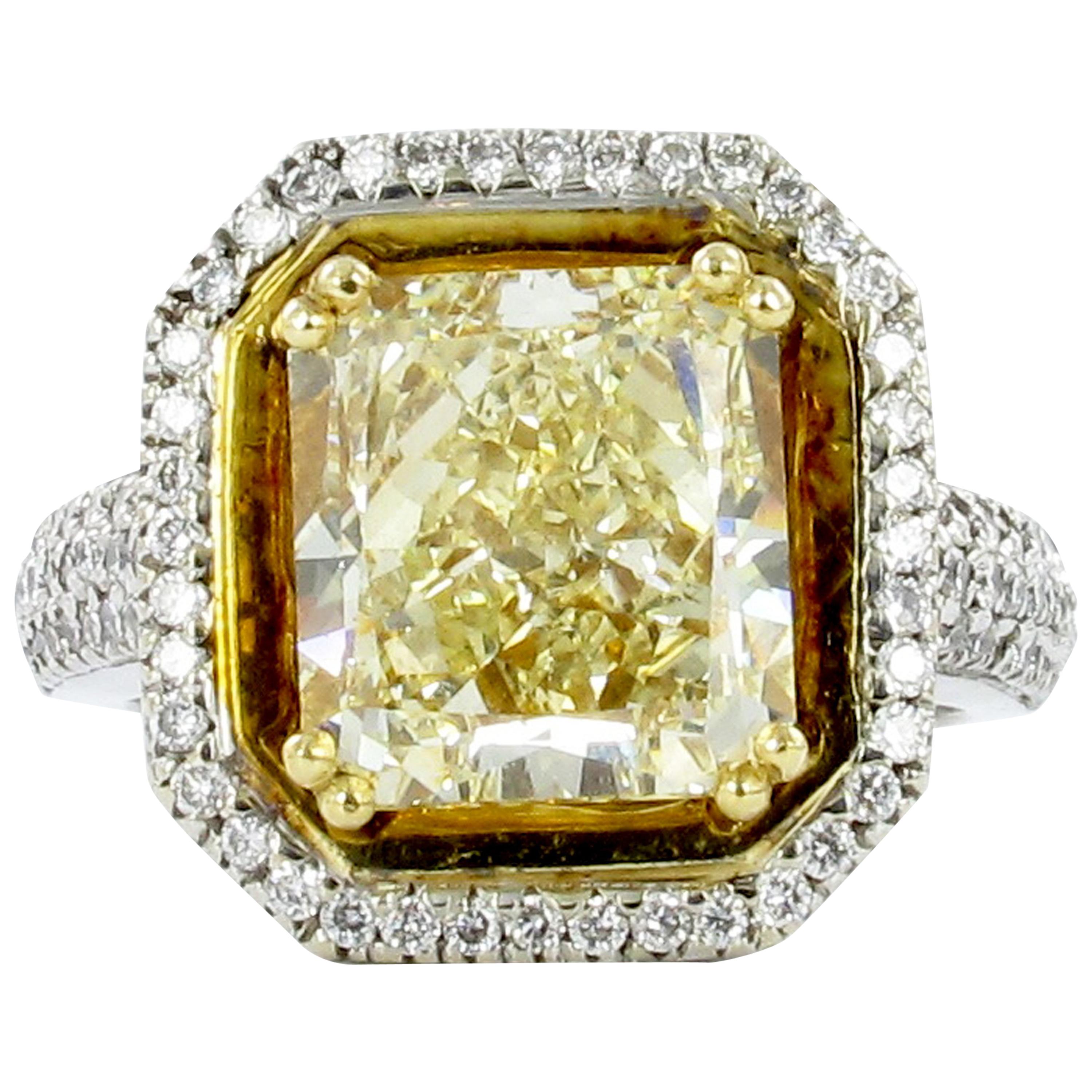 GIA Certified 5.30 Carat Yellow Diamond Ring