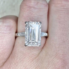 GIA Certified Giant 5.31 Carat F Color Rare Diamond Three Stone Engagement Ring
