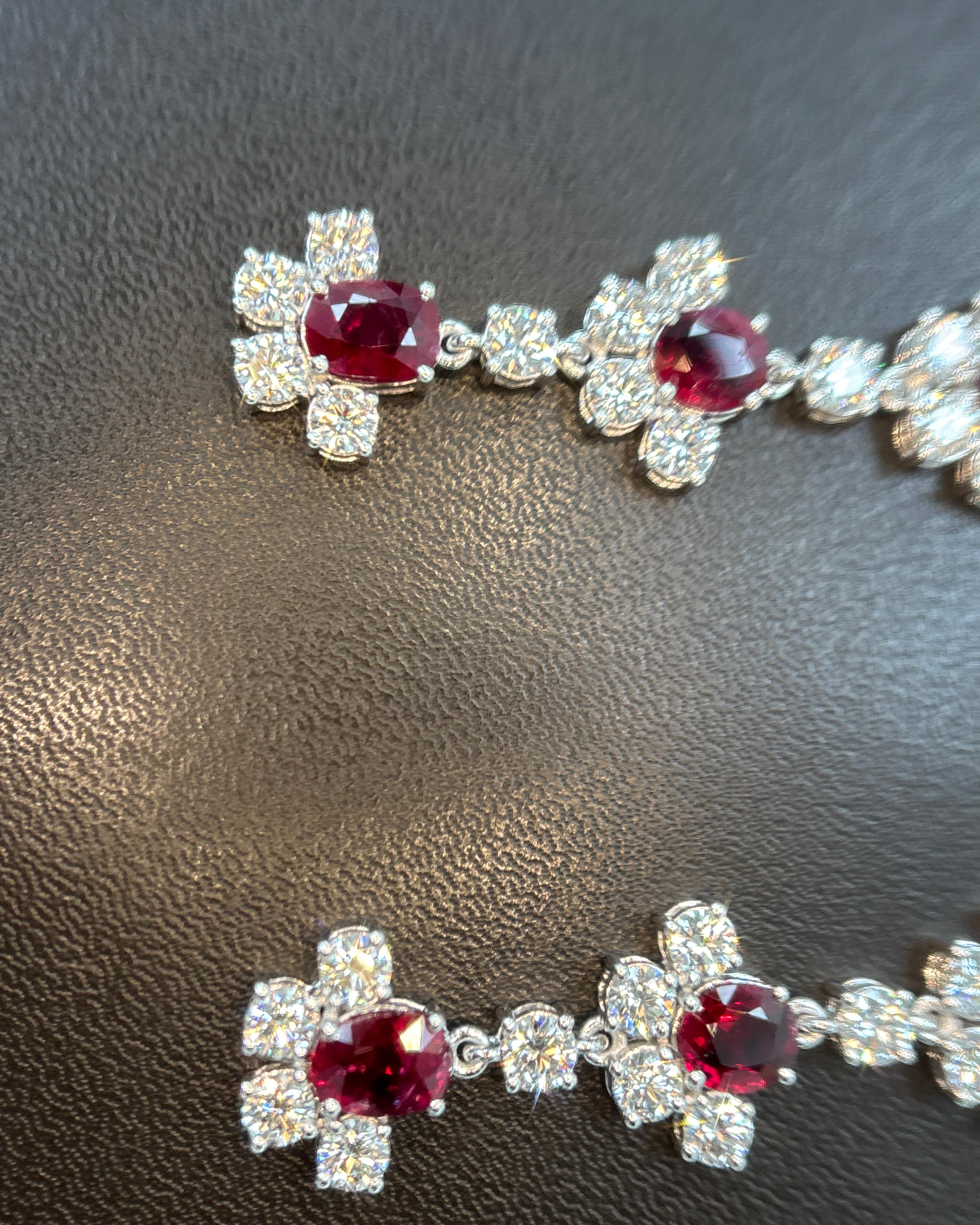 Pendientes de oro con diamante rubí rojo vivo de Birmania sin calor de 5,32 quilates certificado por GIA en venta 8