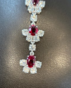 GIA Certified 5.32 Carat Burma No Heat Vivid Red Ruby Diamond Gold Earrings