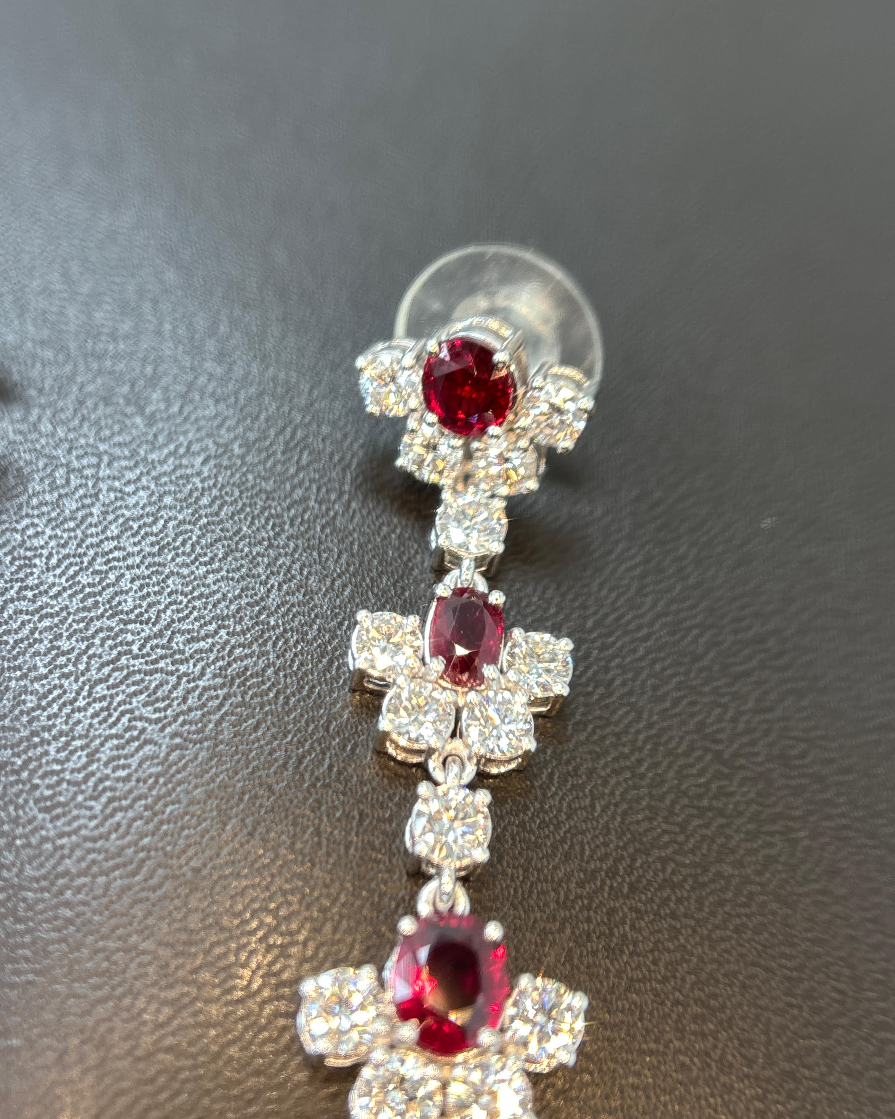 Pendientes de oro con diamante rubí rojo vivo de Birmania sin calor de 5,32 quilates certificado por GIA en venta 1